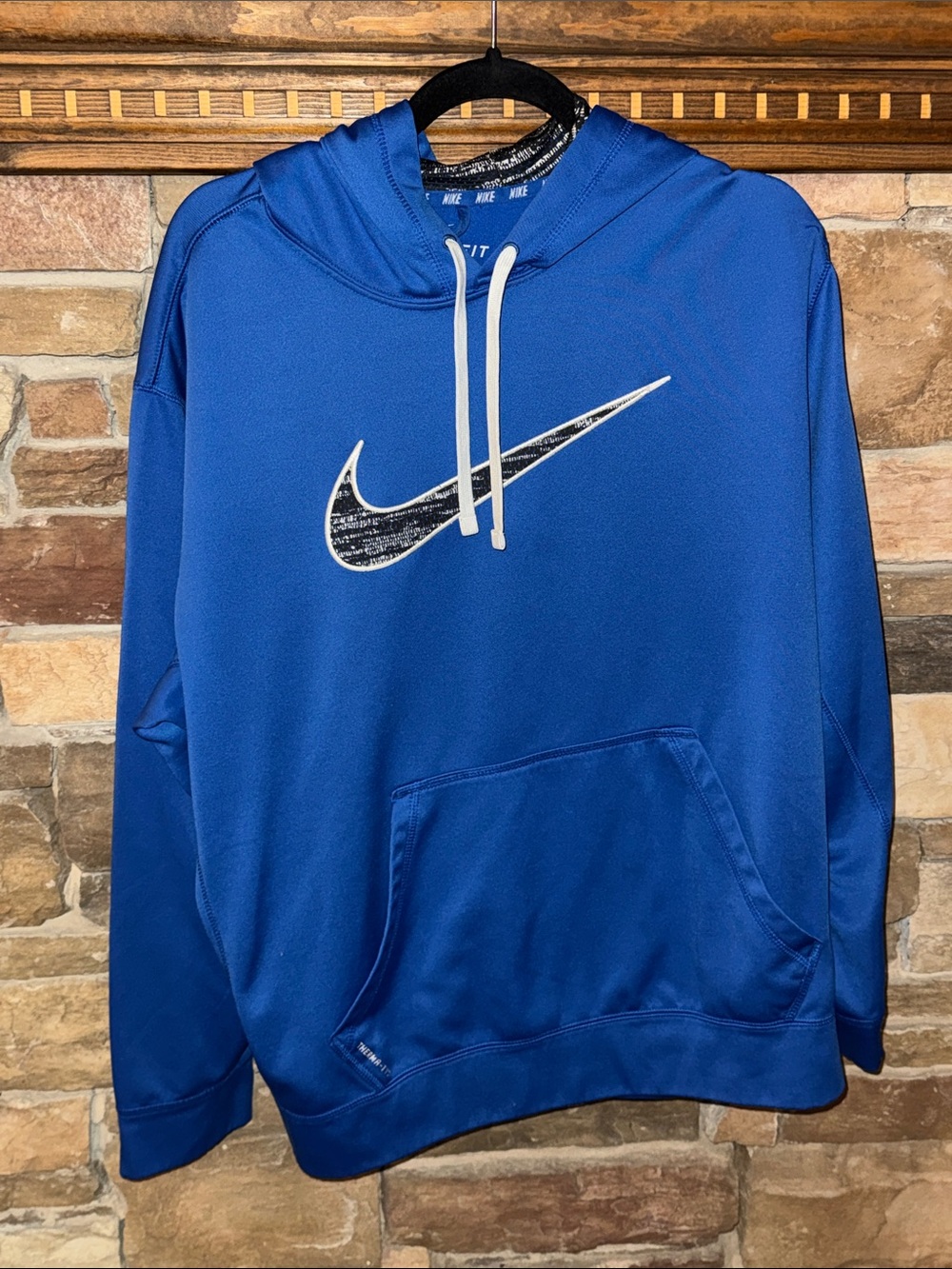 Nike THERMA-FIT Royal Blue Pullover Hoodie with White Swoosh